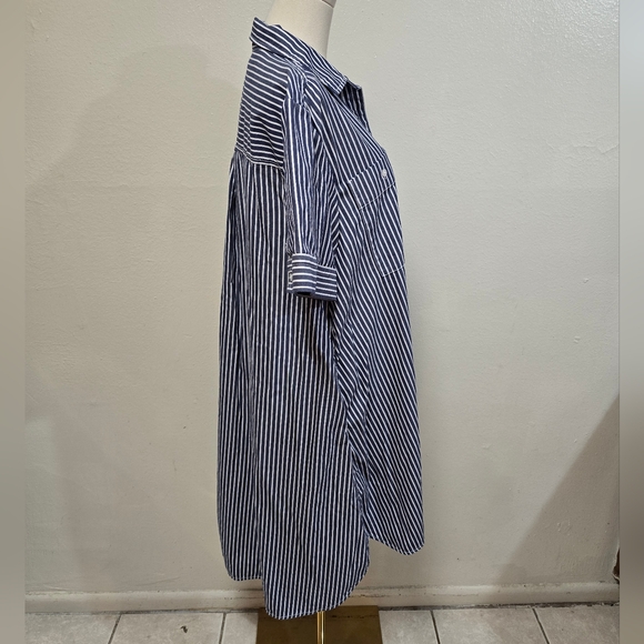 Everlane Daytripper Shirt Dress Dark Navy White Size Large - Picture 6 of 10